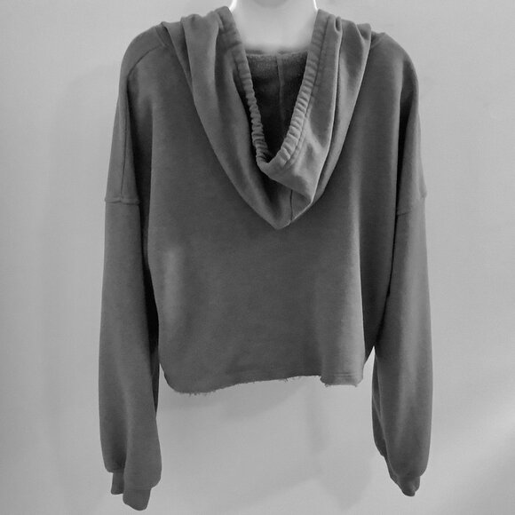 Cropped Fleece Gray Hoodie SO Lounge Life Sweatshirt  Medium Trendy - Picture 6 of 10
